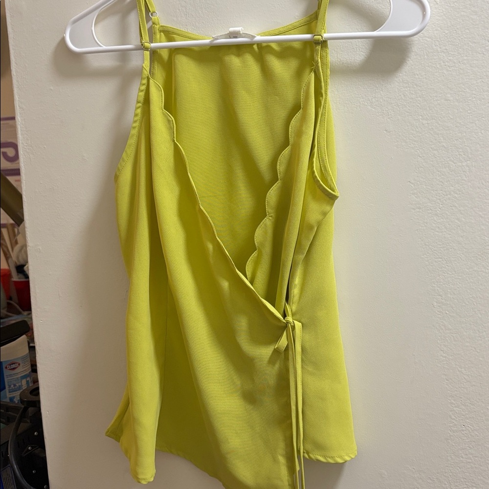 Lime Green Sleeveless Wrap Top